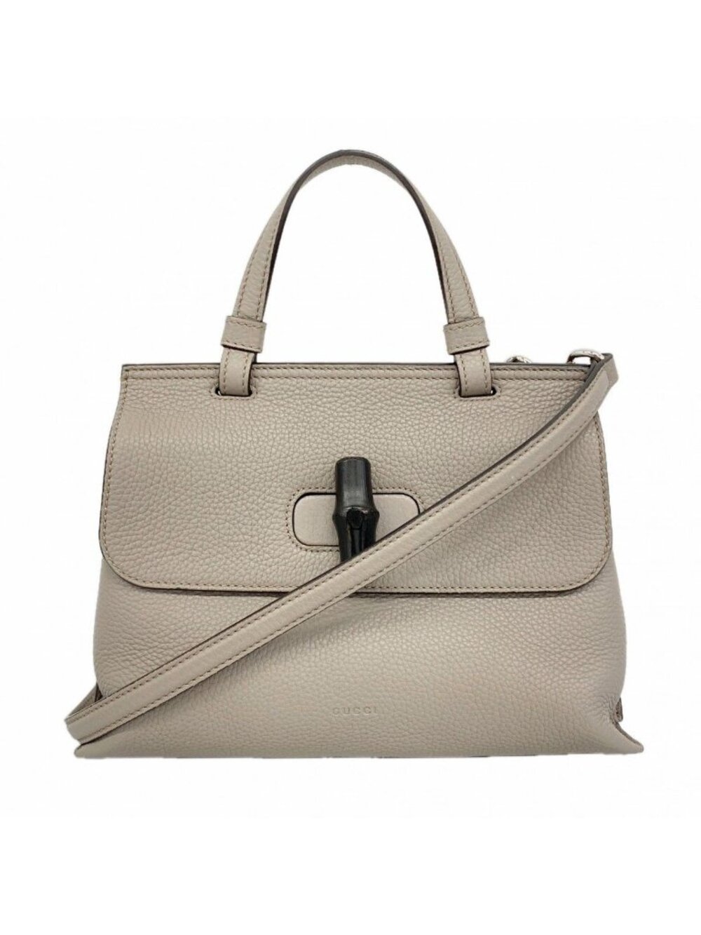 Gucci Handbag Bamboo Leather Gray Silver 2-Way Bag